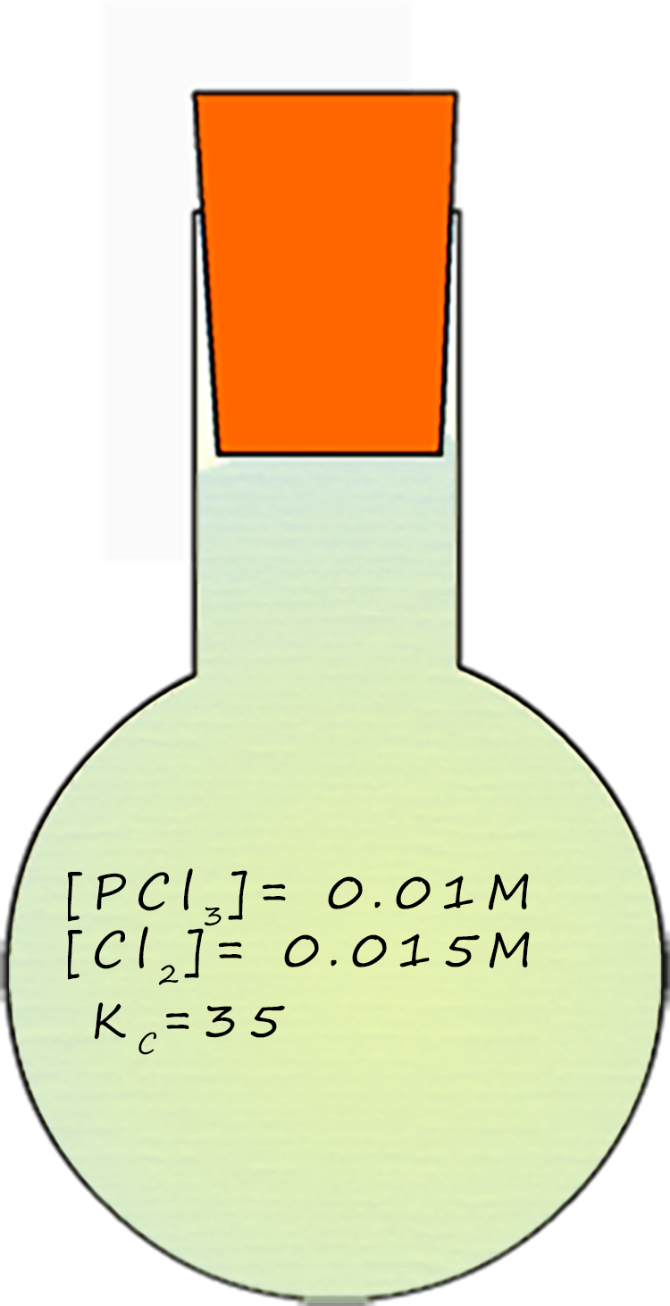 Conical flask containing equilibrium mixture of gases.